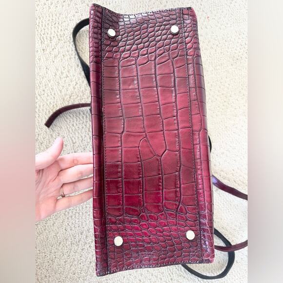 Carson Medium Crocodile Embossed Satchel in CHERRY - Sale  Elegant Red Crocodile-Embossed Satchel